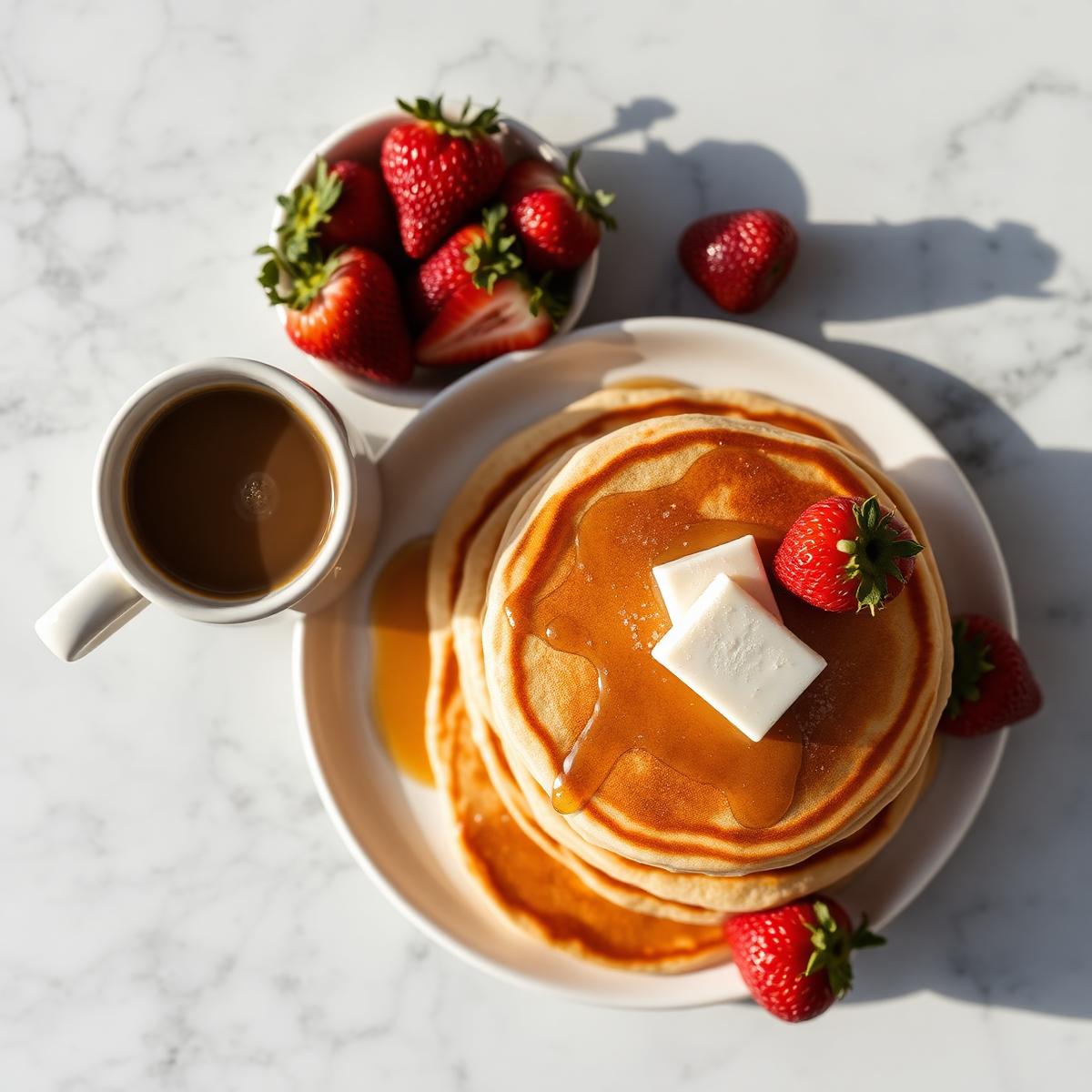 Pancakes y café desde arriba